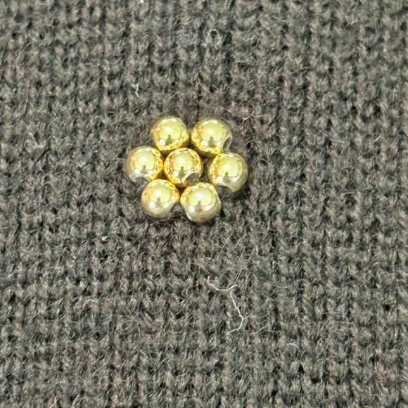 Talbots Merino Wool Black Button Cardigan with Gold Beaded Embellishments size L - Picture 4 of 13